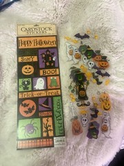 Happy Halloween Scrapbook Stickers Card Stock 2008 Made In USA Lot 3 Sheets