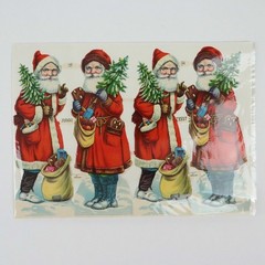 Vintage German Die Cut Santa Claus Scrap Sheet Lithograph Christmas