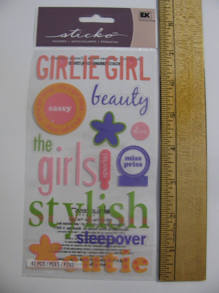 Sticko Stickers GIRL Girlie Girl Cutie Sleepover Stylish Diva Beauty 41 Pcs NOS