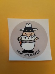 RARE! vintage 80’s potato character Lone Ranger StrangeOT sticker *restored*