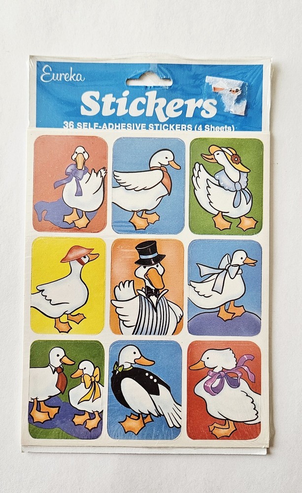 Vtg Goose Stickers Eureka Paper Magic Group Geese White Ducks
