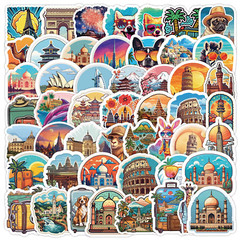 50/100PCS Mix World Famous Buildings Travel City Stickers Landmark Landscape Dec