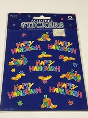 VTG AMSCAN Happy Hanukkah Stickers Decal Dreidel Toy 4 Sheets 15901 Fun NOS NEW