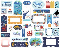 Carta Bella Paper FISH ARE FRIENDS Frames & Tags Ephemera Pieces Die Cuts