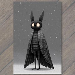 STICKER Gothic Moth Rabbit Ears Glowing Eyes Night Stars Creepy Cute Dark
