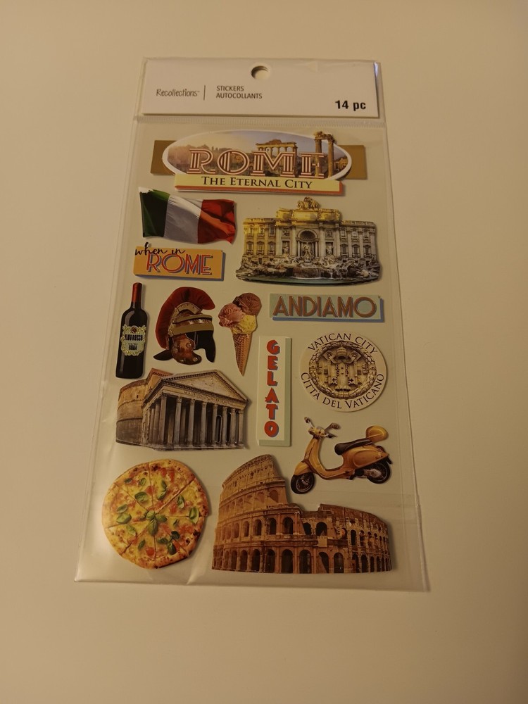Recollections Stickers Rome Eternal City Gelato Vatican Pizza Colosseum Flag