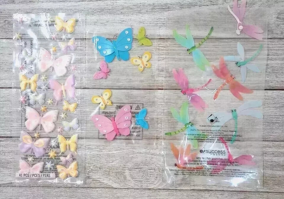 butterfly dragonflies dimensional fun stickers EK success 3 packs
