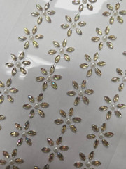 CraftbuddyUS 52 x18mm Crystal Stick on FLOWERS Self Adhes AB GOLD Diamante Gems