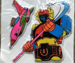 2 NOS Vintage Taiwan Cartoon Battle Space Robot Puffy Stickers