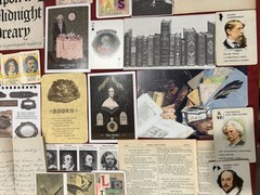 Vintage Book Lovers Junk Journal-book pages & cutout playing cards stamps & more