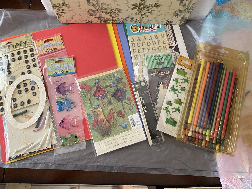 Lot of Scrapbook Stickers Card stock Embellishments & Memory Book New & Used