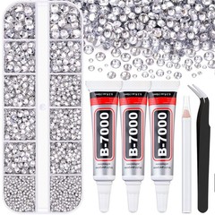 12-Sized Clear Flatback Resin Rhinestones With B7000 Glue for Crafts & Makeup
