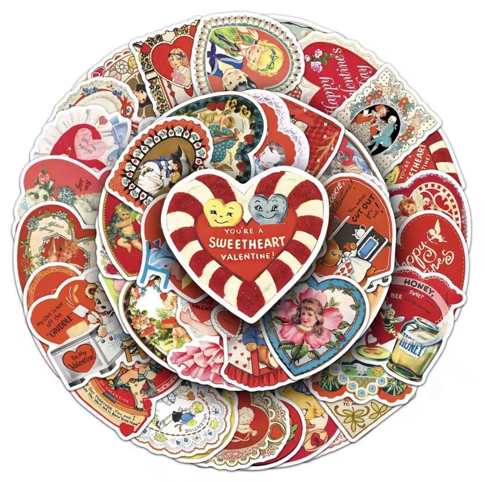 50 PACK RETRO VTG NOSTALGIA VALENTINES DAY SWEET HEART LOVE Set Bulk Lot 50PCS