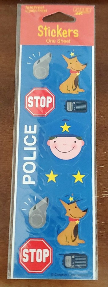 Rescue Pals Police Stickers NIP, K-9 dog, Police Officer, whistle, walkie talkie