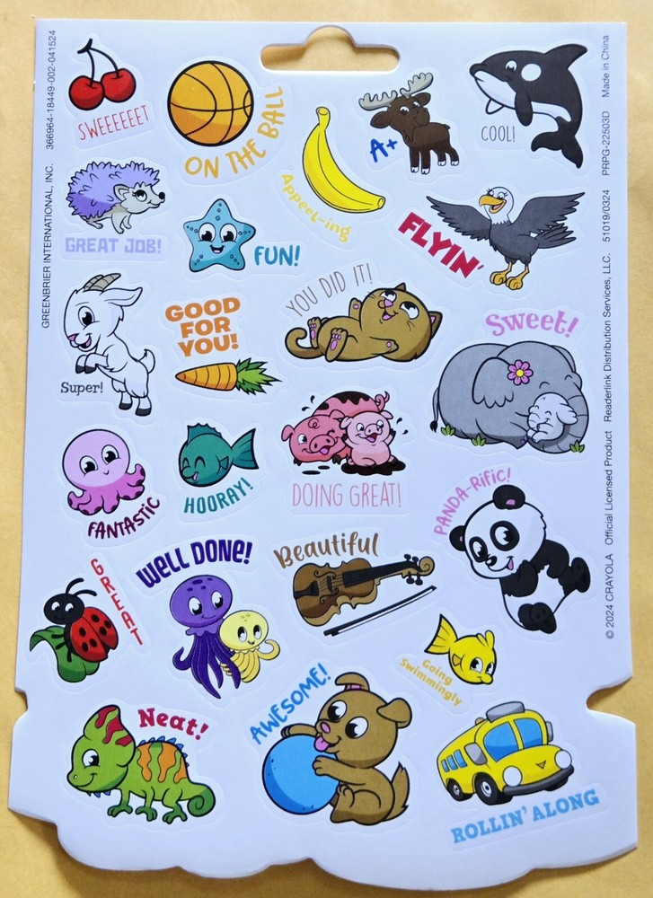 Cute Animals Sticker Sheet