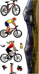 4 Large Sheets CYCLING Mountain Biking Scrapbook Stickers!