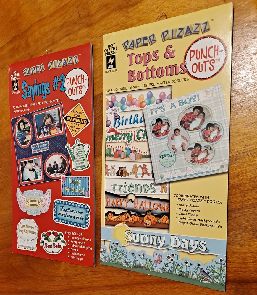Vtg Scrapbooking 2 Pack Sayings #2 & Tops & Bottoms Paper Pizazz Punch Outs
