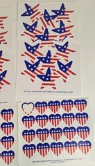 Vtg 1991 Current Stickers Stars & Stripes Hearts Stars Patriotic Red White Blue