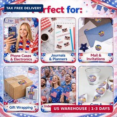 500 PCS 1.89″ Patriotic 250th Independence Anniversary Stickers Roll Round Ameri