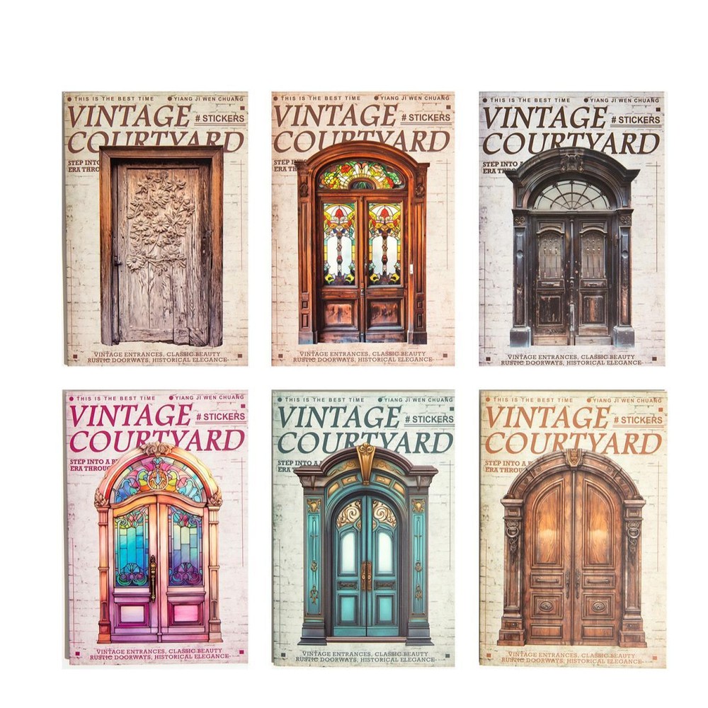 10Pcs Vintage Doors Stickers Junk Journal Album Card Crafts Scrapbooking Collage
