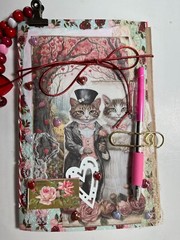 valentines junk journal scrapbook tassel pen clip 52 pages cat couple NAKED