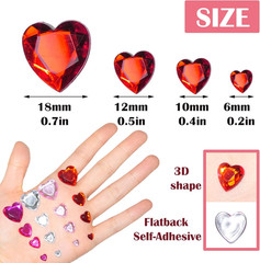 Heart Face Gems Stickers,516 Pcs Small Flatback Red Pink Heart Rhinestone Sticke