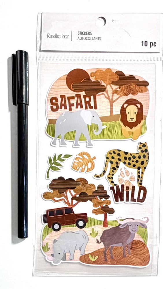 Safari Animals Stickers Scrapbooking Card Journal Planner Recollections