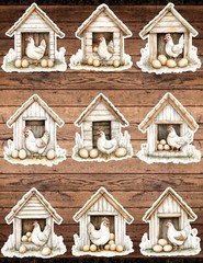 Farm Chicken Die Cut Vinyl Stickers Set Scrapbooking Laptop WaterBottle
