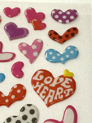 Heart Stickers Valentine Love Pink Red Purple Polka Dot Craft Lot of 2 NEW READ