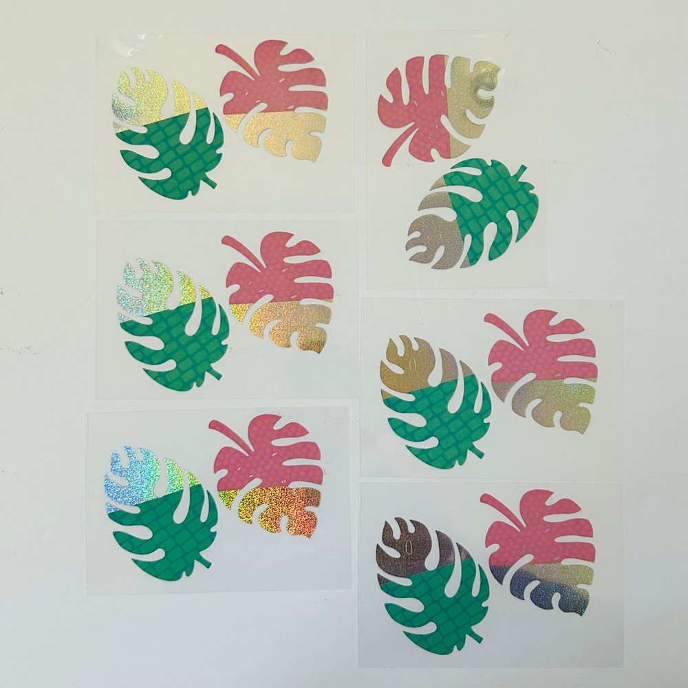 retro y2k Decal Stickers PLANT LEAF HOLOGRAPHIC GLITTER MONSTERA