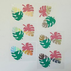retro y2k Decal Stickers PLANT LEAF HOLOGRAPHIC GLITTER MONSTERA
