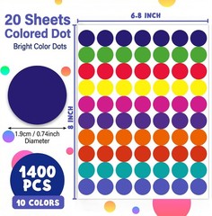 Dot Stickers – 1400 PCS Colored Circle Stickers for Kids | Back to School Suppli