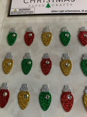 CHRISTMAS PAPER CRAFTS CHRISTMAS GLITTER LIGHTS W/GEMSTONES 25PCS XMAS LIGHTS