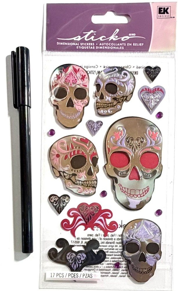 Metallic Sugar Skulls Stickers Scrapbooking Card Journal Planner Sticko