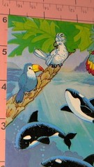 Vintage Gibson Stickers Orcas Whales Ocean Tropical Birds Parrot Fish 1 Sheet