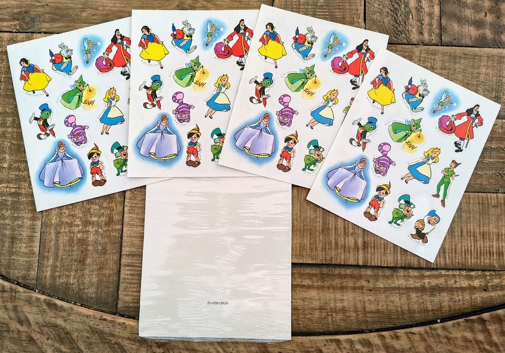 Vtg Hallmark Disney Stickers Seals 4 Sheets Pack Open Box 1980s Peter Pan Alice
