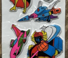 2 NOS Vintage Taiwan Cartoon Battle Space Robot Puffy Stickers