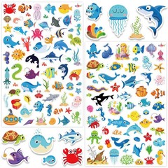 1480PCS Ocean Stickers for Kids, 24 Sheets, Vinyl, Waterproof Under The Sea F…