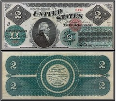 $2 Two Dollar 1862 Legal Tender Note (US CURRENCY STICKERS)