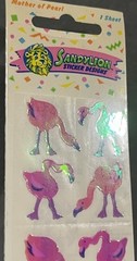 Rare Vintage Stickers NIP Sandy Lion Mother Of Pearl Opal Iridescent Flamingo