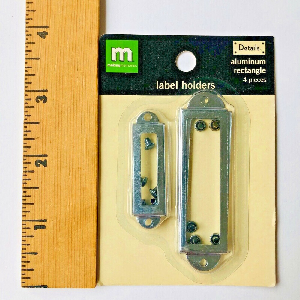 Making Memories Aluminum Rectangle Label Holders, 2 sizes 4 holders