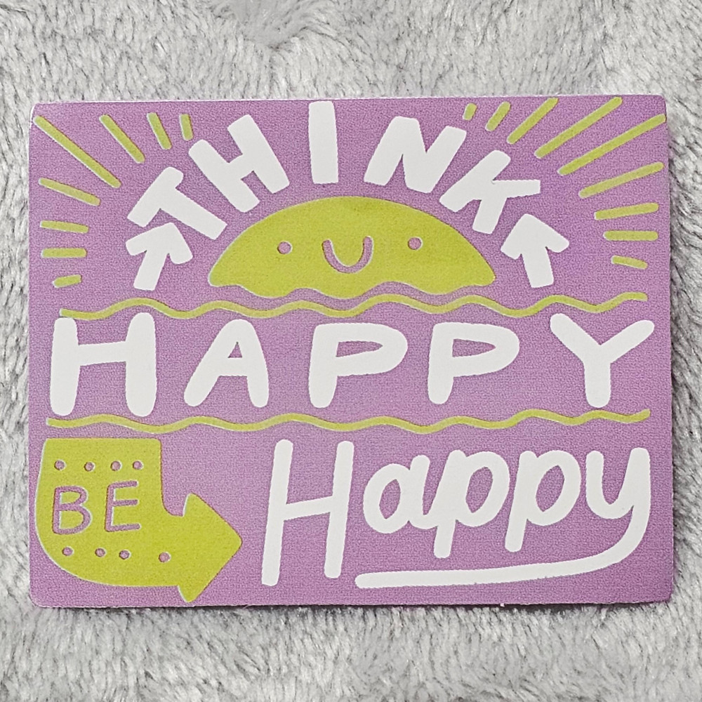 Think Happy Be Happy Sunshine Quote Motivational Glossy Vinyl Sticker Decal Cute