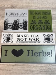 Lot of 4 Organic Herb Stickers Decals «Best Things in Life are Organic»