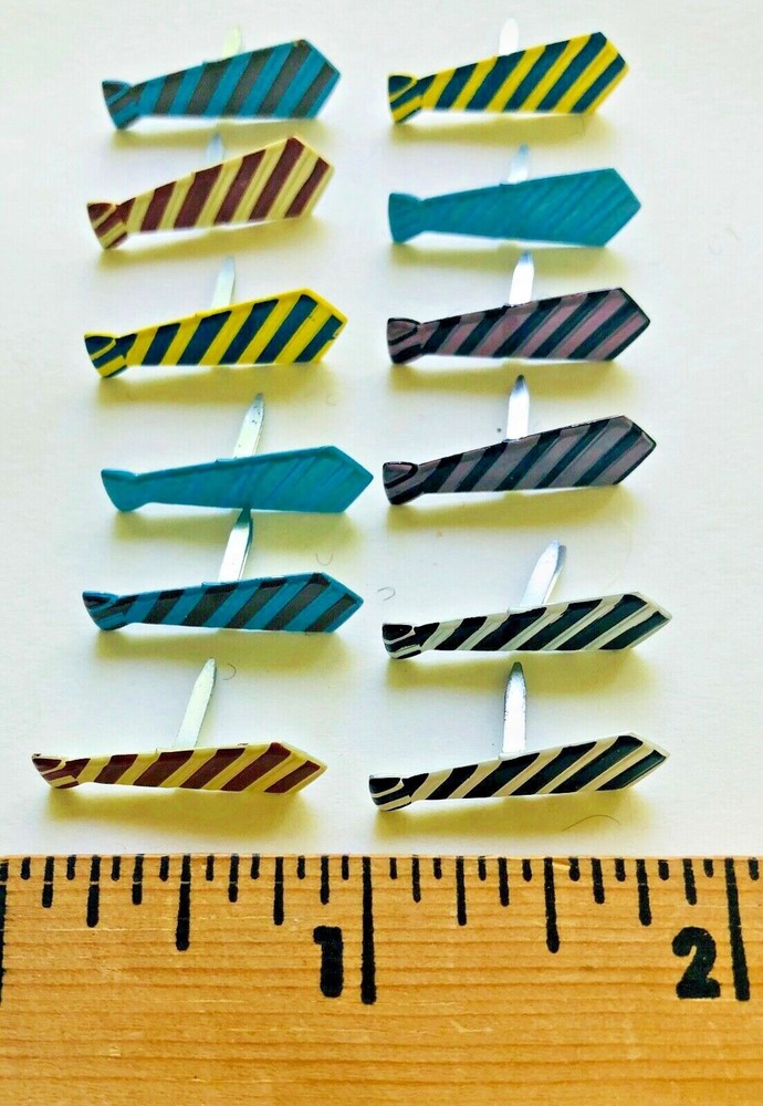 Men’s Striped Tie Brads 12 pieces Various Colors – NEW