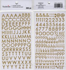 Alphabets, Gold glitter, scrapbook stickers, 4×7″ – Recollections #171856