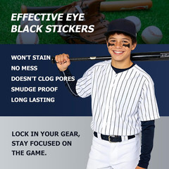 48 Pairs Eye Black Stickers for Kids, Sports Eye Strips Baseball Football Softba