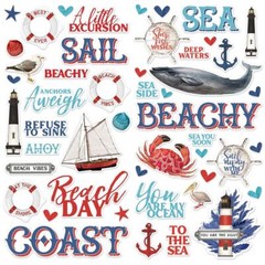 SS Foam Stickers Vintage Seas Nautical Lighthouse Whale Beachy Sailboat Coast