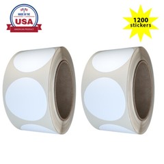 Royal Green 2 Inch Large Round Dot Stickers White 50mm (5cm) 1200 Pack on Rolls