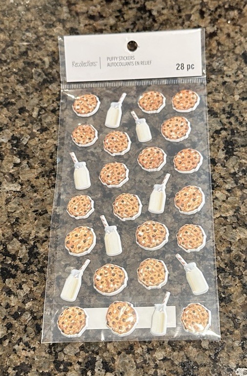Recollections MILK & COOKIES Dimensional Stickers 28 Pieces Chocolate Chip