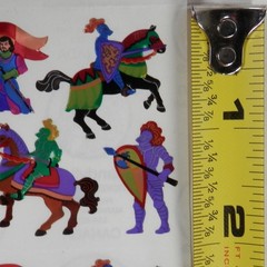 2000s Sandylion Foil Shiny Medieval Knights Single Sticker Sheet 2″ Purple